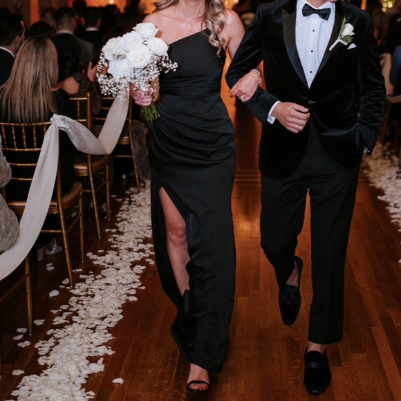 Azazie Black Satin Dress - Picture 4 of 4